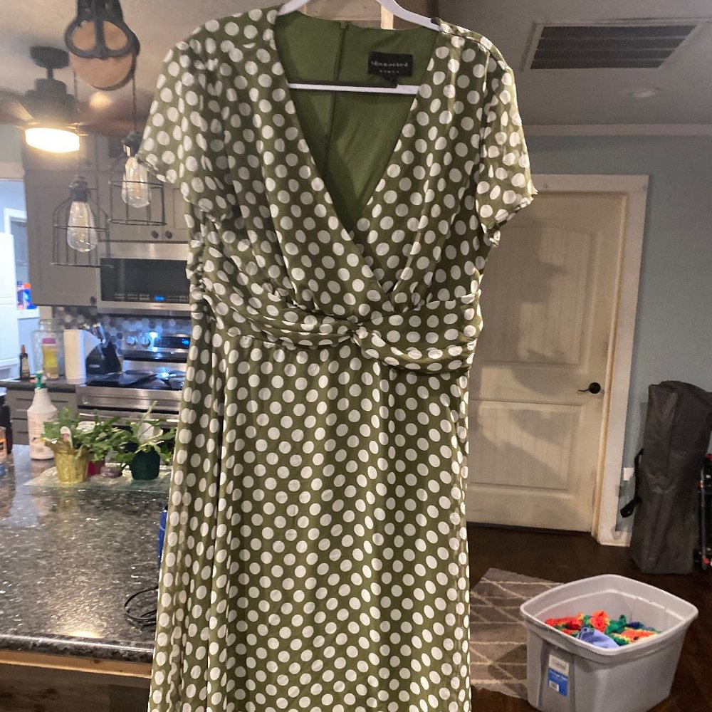 Retro styledd Sage green polka dotted dress